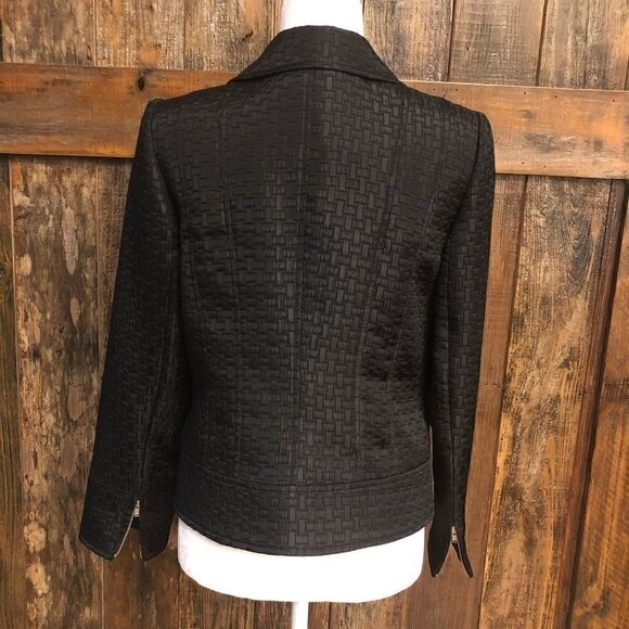 Alfani Sz S Classic Black Textured Zip-Up Career Work Office Suit Fitted Blazer - Picture 3 of 5